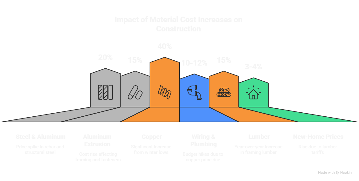 Steel, copper, and lumber price increases
